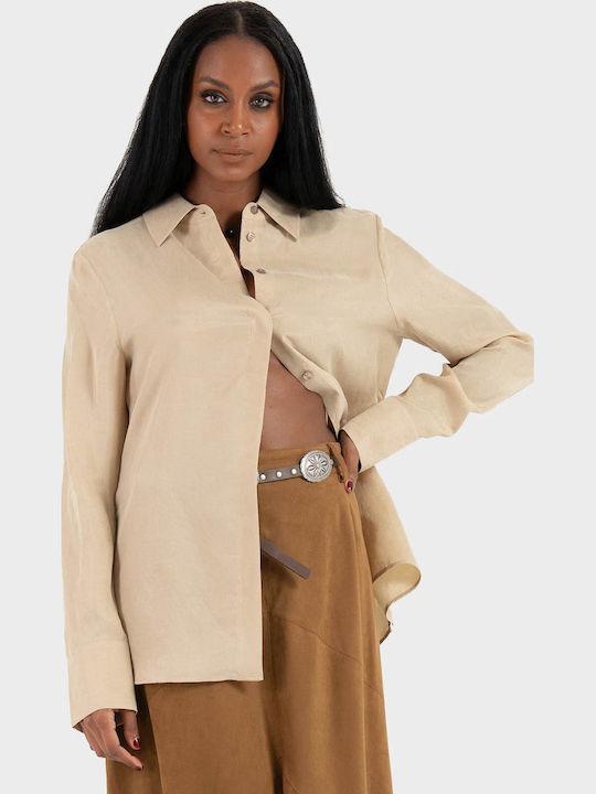Boss Γυναικείο Πουκάμισο Beige