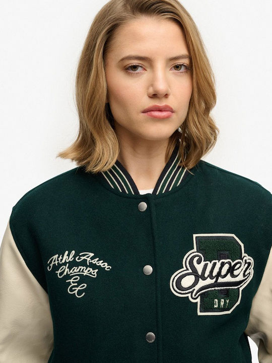 Varsity Дамско Бомбър Яке Зелено