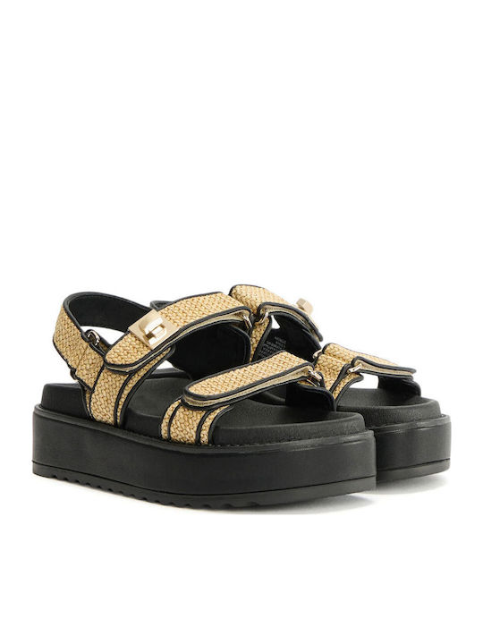 Bigmona Women's Flat Sandals Flatforms Black