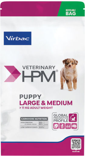 Virbac Baby Large & Medium 12kg Dry Food for Medium & Large Breed Puppies with Pork, Chicken, Rice, Poultry, Beef, Meat, Fish and Potatoes