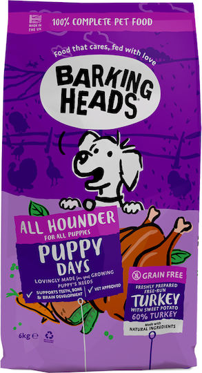 Barking Heads 6kg Ξηρά Τροφή χωρίς Σιτηρά για Κουτάβια με Γαλοπούλα