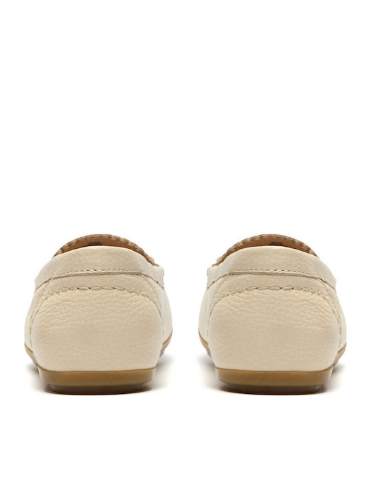 Leather Women's Boat Shoes in Beige Colour