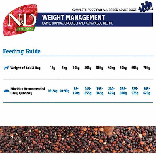 Farmina Quinoa Weight Management 2.5kg Dry Food Grain-Free for Adult Dogs with Lamb