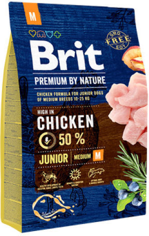 Brit Premium by Nature Junior Medium 1kg Dry Food Gluten-Free for Medium Breed Puppies with Chicken
