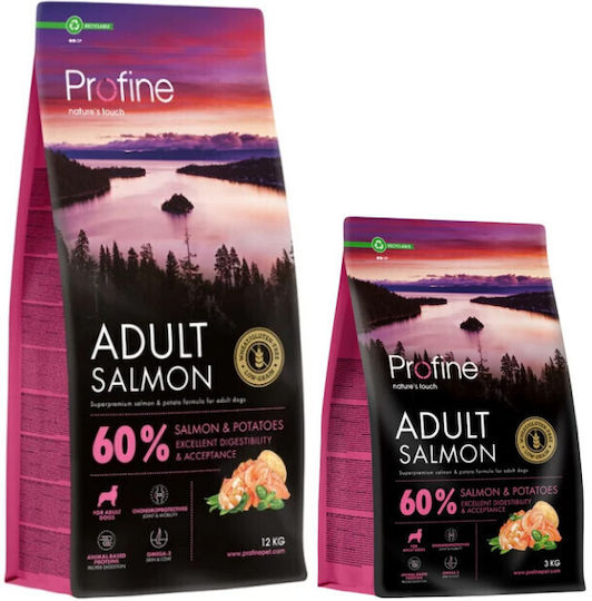 Profine 12kg Ξηρά Τροφή με Λίγα Σιτηρά για Ενήλικους Σκύλους με Σολομό και Πατάτες