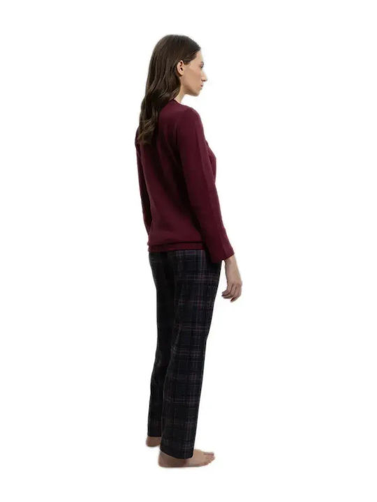 Odyssey Set Pijamale De Damă De Iarnă Burgundy