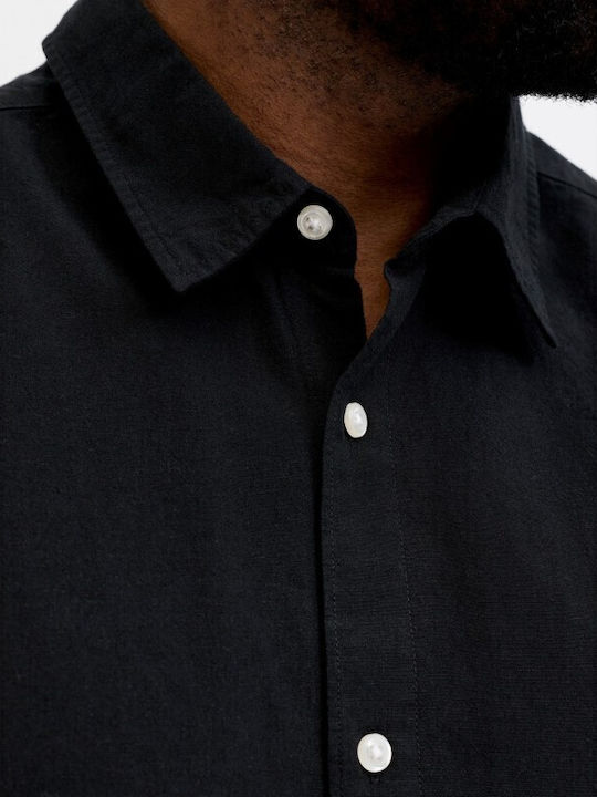 Μακρυμάνικo Λινό Πουκάμισο Black