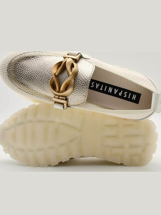Leather Women's Loafers in White Colour