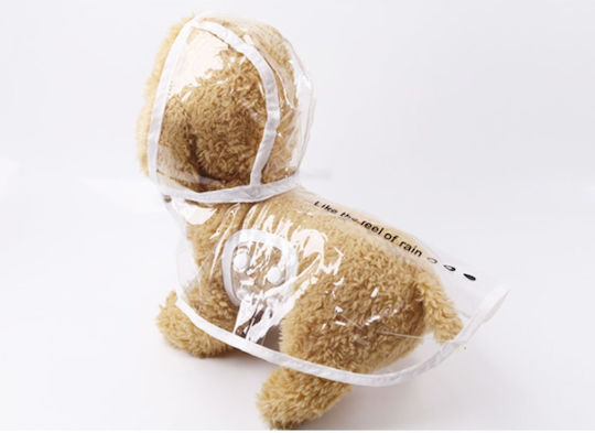 Animal Transparent Waterproof Dog Coat with Hood with 22cm Back Length