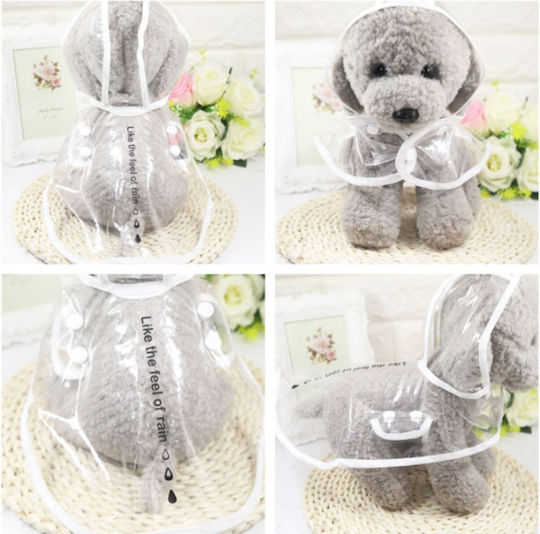 Animal Transparent Waterproof Dog Coat with Hood with 22cm Back Length