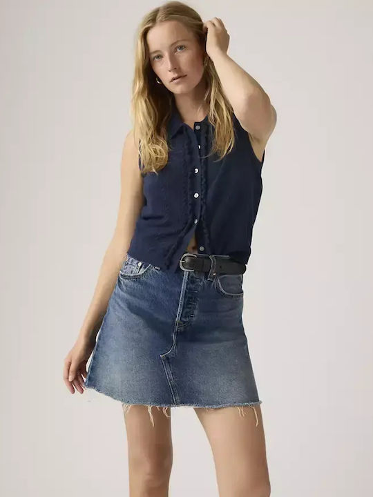 Denim Mini Skirt Dark Blue