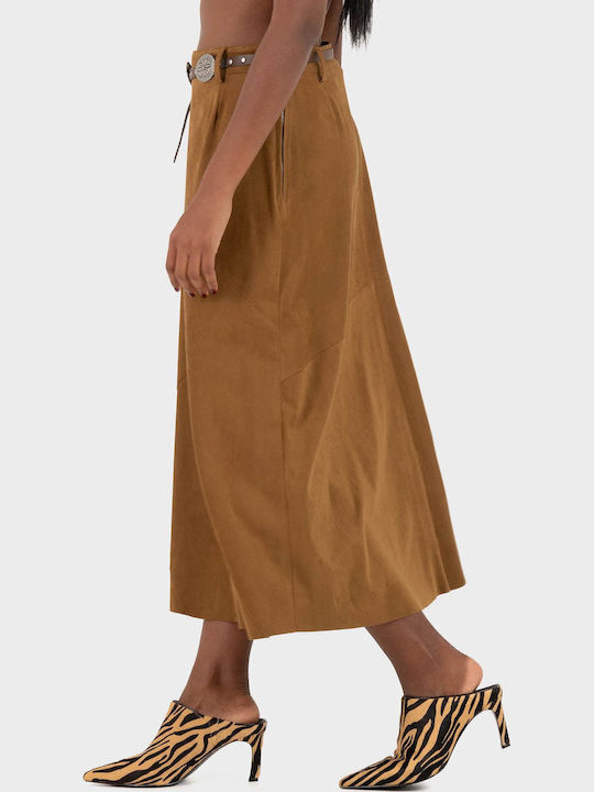 Midi Φούστα Rust Brown