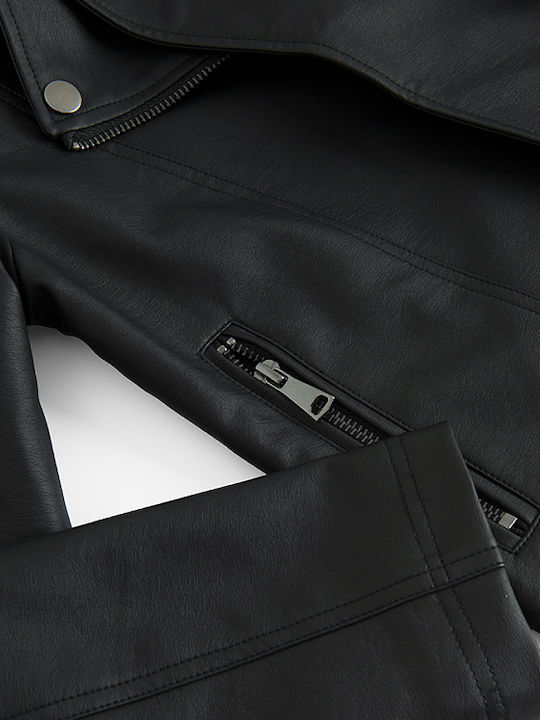 Kinder Lederjacke Schwarz