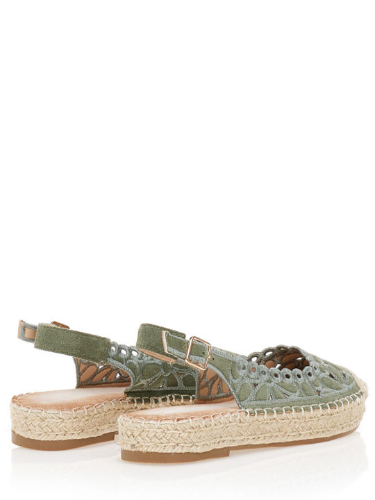 Suede Women's Espadrilles In Green Colour