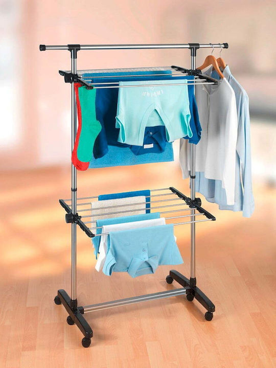 Maximex Folding Floor Clothes Drying Rack Made of Stainless Steel with Hanging Length 11m