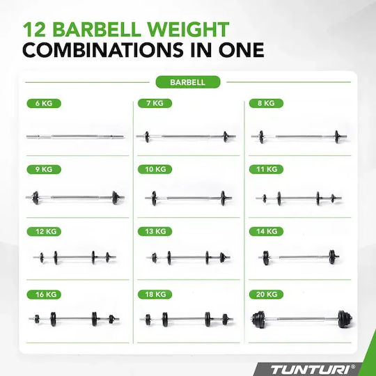 Tunturi Dumbbell Set with Bar Total Weight 20kg