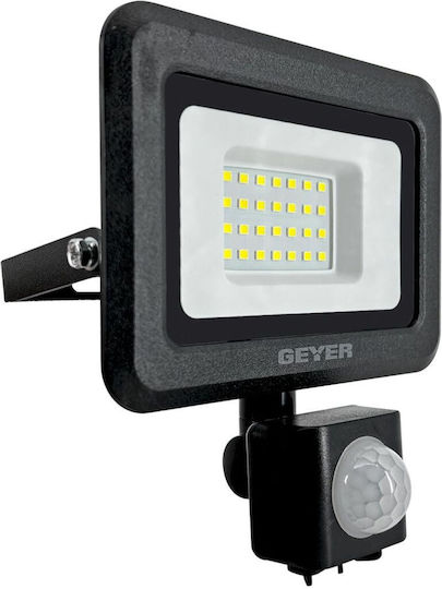 Geyer Στεγανός Προβολέας LED 20W Φυσικό Λευκό 4000K με Αισθητήρα Κίνησης IP65