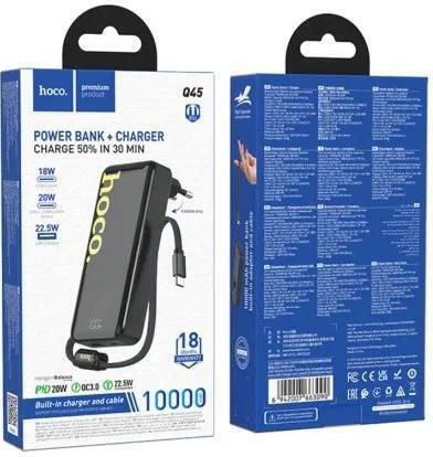 Hoco Q45 Power Bank 10000mAh με Θύρα USB-A και Θύρα USB-C Power Delivery / Quick Charge 3.0 Μαύρο