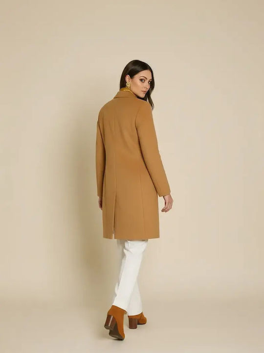 Women's Black Half Coat with Buttons