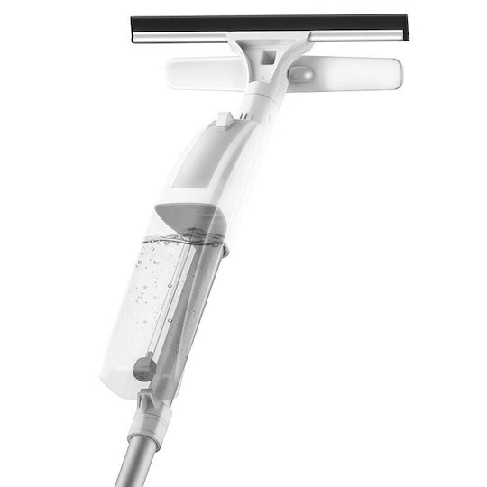 Alista Home Racletă Pentru Geamuri Cu Două Fețe Cu Tijă Telescopică Recipient Pentru Lichid Lavetă Din Microfibră Racletă Din Silicon 120 Cm Alb