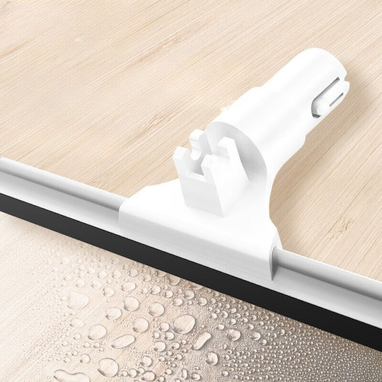 Alista Home Racletă Pentru Geamuri Cu Două Fețe Cu Tijă Telescopică Recipient Pentru Lichid Lavetă Din Microfibră Racletă Din Silicon 120 Cm Alb