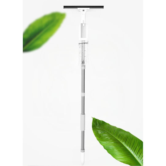 Alista Home Racletă Pentru Geamuri Cu Două Fețe Cu Tijă Telescopică Recipient Pentru Lichid Lavetă Din Microfibră Racletă Din Silicon 120 Cm Alb