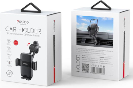 Yesido Car Mobile Mount with Adjustable Hooks Black