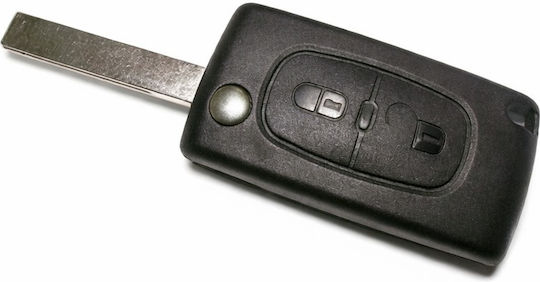 Foldable Car Key Shell with Blade with 2 Buttons for Peugeot