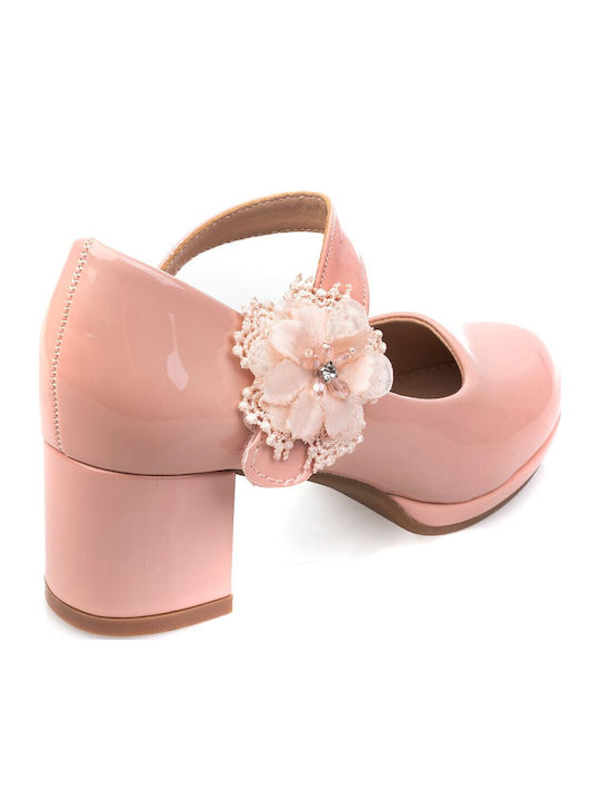 Kids Ballerinas with Hoop & Loop Closure Patent Leather Pink