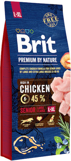 Brit Premium by Nature Senior L/XL 15kg Dry Food for Senior Large Breed Dogs with Chicken