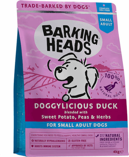 Barking Heads Doggylicious 1.5kg Dry Food Grain-Free & Gluten-Free for Adult Small Breed Dogs with Duck, Potatoes and Fish