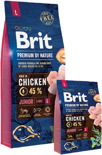 Brit Premium by Nature Junior Large 3kg Dry Food Gluten-Free for Large Breed Puppies with Chicken