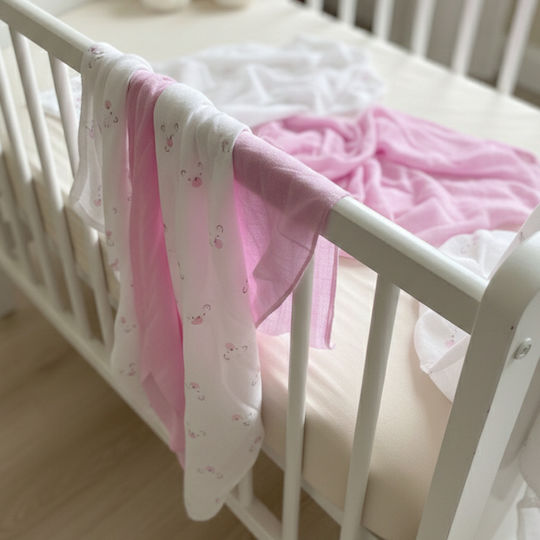 Gamberritos Kids Bears Muslin Swaddle Blanket Pink 80x80cm 3 Pieces