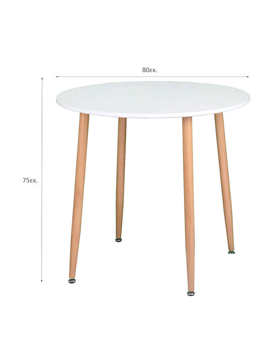 Essential Round Metal Kitchen Table White 80x80x75cm