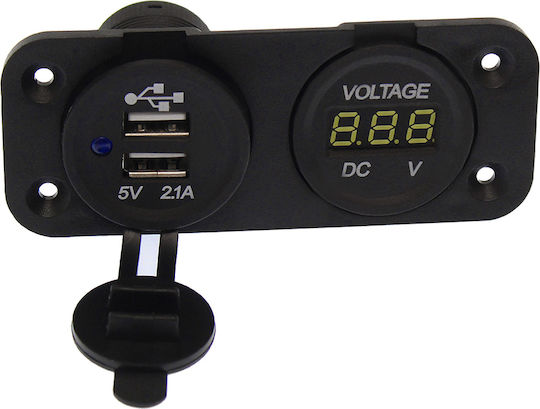 Car Barometer Digital Instrument Waterproof with 2 USB Charging Ports