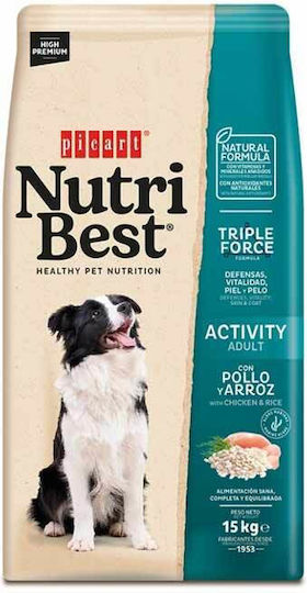 Picart NutriBest Premium Activity 15kg Dry Food for Adult Dogs with Rice and Chicken