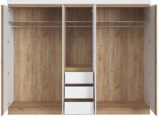 Numeri 118 Πεντάφυλλη Ντουλάπα με Καθρέπτη 263x60x211cm Άσπρο