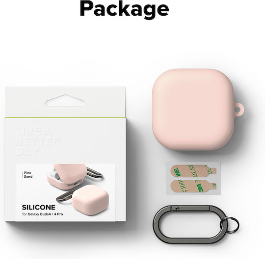 Ringke Silicone Case with Hook in Pink for Galaxy Buds4 / 4 Pro