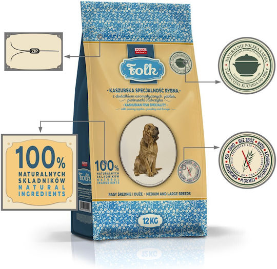 Dog Food 12kg Dry Food Grain-Free for Adult Medium & Large Breed Dogs with Fish