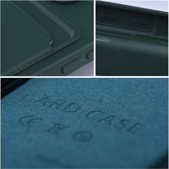 Forcell Card Back Cover Silicone Tempered Glass with Card Slot Green for Galaxy A55 Oppo A55 5G