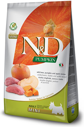 Farmina N&D Pumpkin Mini 0.8kg Dry Food Grain-Free & Gluten-Free for Adult Small Breed Dogs with Pork and Pumpkin