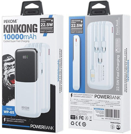 WK WP-65 Power Bank 10000mAh 22,5W Ladeleistung / Schnellladung Blau
