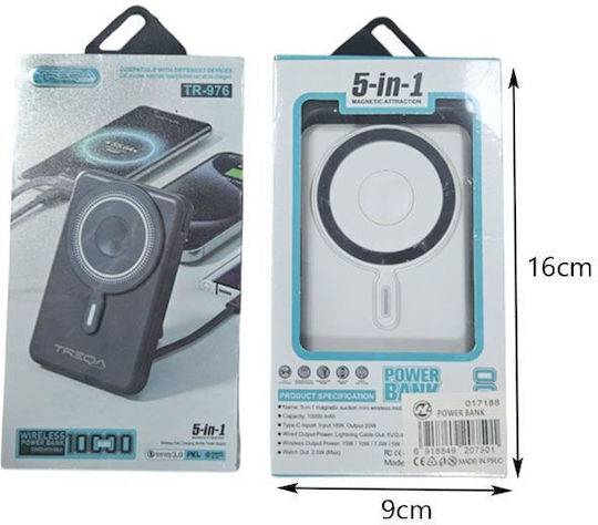 Treqa TR-976 MagSafe Power Bank 10000mAh 20W with USB-A Port Black