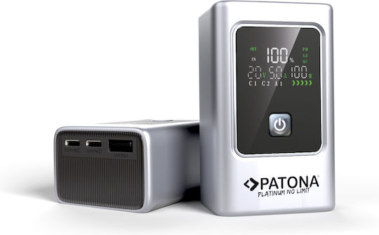 Patona Luxury One Power Bank 10000mAh with USB-A Output Port and 2 USB-C Output Ports Power Delivery / Quick Charge Grey