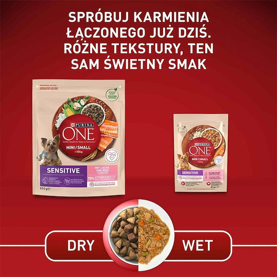 Purina One One 0.8kg Dry Food Gluten-Free for Senior Small Breed Dogs with Salmon, Rice and Fish