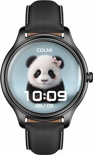 Colmi L28 Smartwatch (Black Silicone + Black Leather Strap)