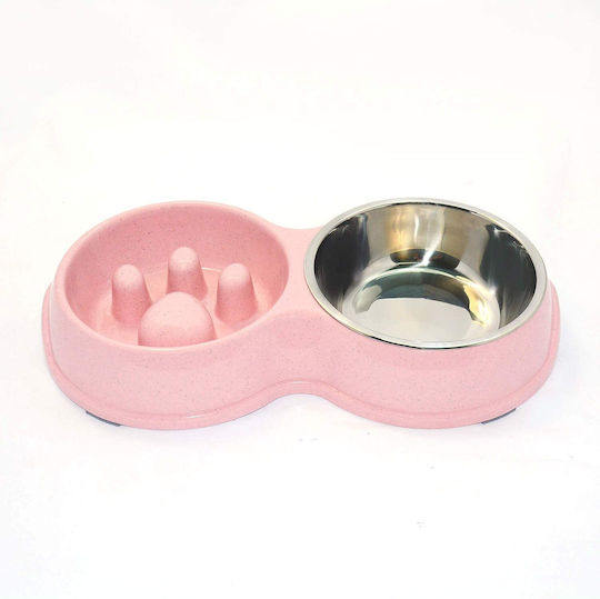 Edelstahl Schalen Futter für Hund & Katze 2x 700ml in Rosa Farbe