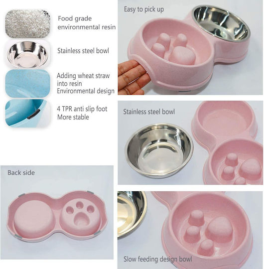 Edelstahl Schalen Futter für Hund & Katze 2x 700ml in Rosa Farbe