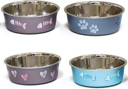 Croci Metallisch Schalen Futter & Wasser für Hund & Katze 450ml 14cm in Grau Farbe