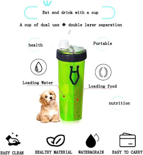 Zwei Flasche aus Silikon Futter & Wasser für Hund & Katze in Grün Farbe